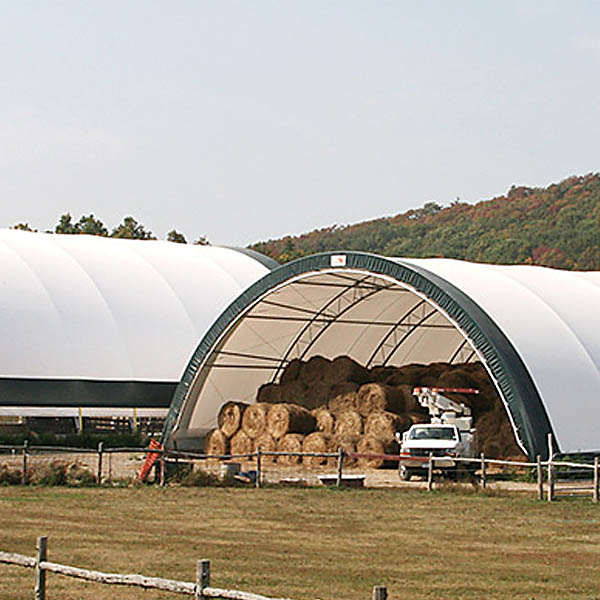 Warehouse tents for hay bales